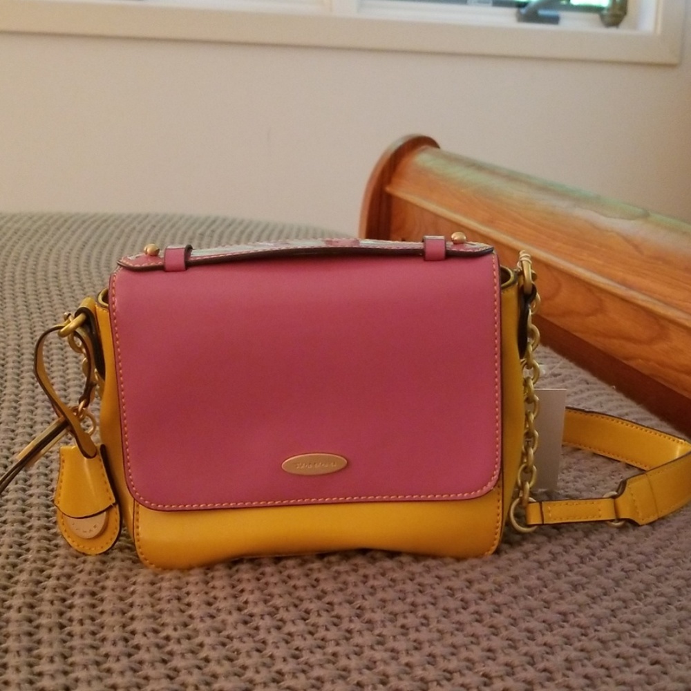 Tahari Messenger Patent Leather Shoulder bag Barbie colors